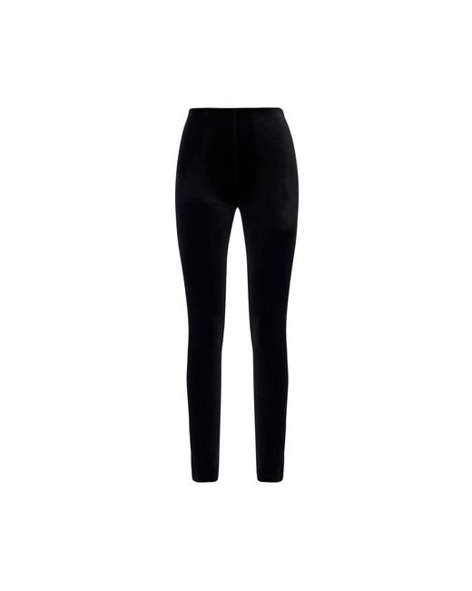 LIA ARAM Black High-Waisted Velvet Leggings