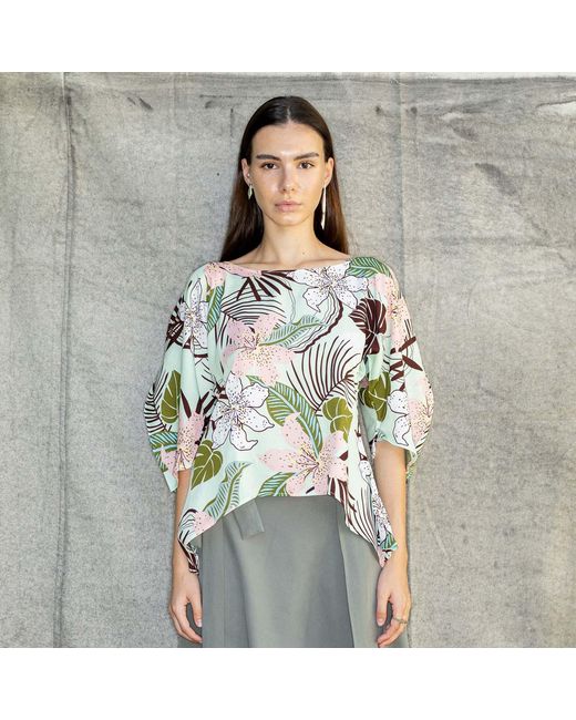 Bianca Popp Green Puff Blouse With Flaps