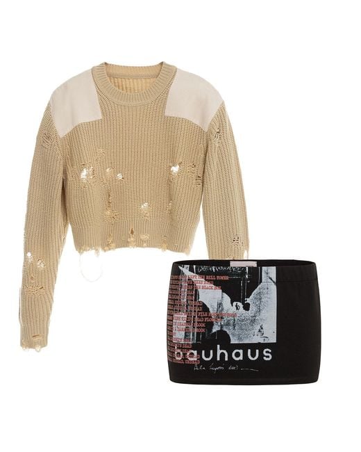 Come on Natural Military Sweater With Bauhaus Skirt Outfit