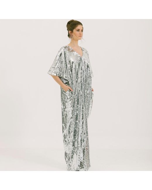 NALÈ Gray Sequin Palazzo Jumpsuit With Satin Lining & Detachable Belt