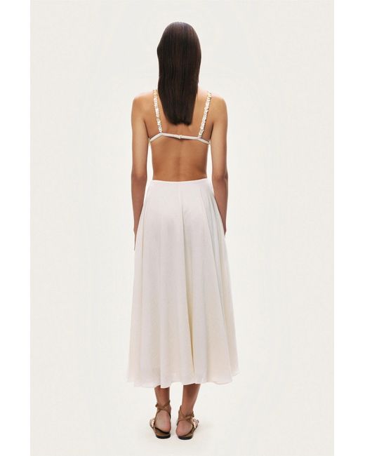 Nocturne White Flowy High-Waisted Midi Skirt