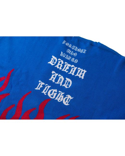 TOKKOU Blue Pullover Knit Sweater Fire