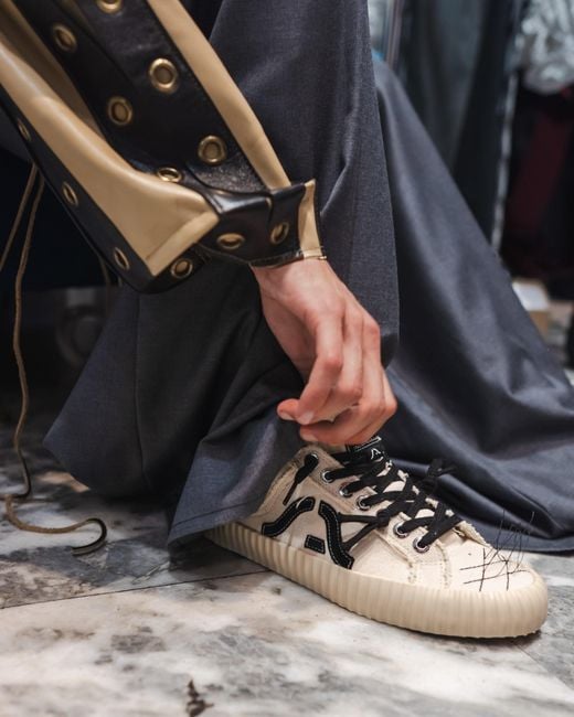 Springa | Unique Vulcanized Sneakers Italian Handmade White Neutrals Wavy Olona Naba Sneakers for men