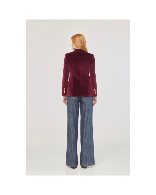 The Extreme Collection Red Burgundy Velvet Blazer Oliva