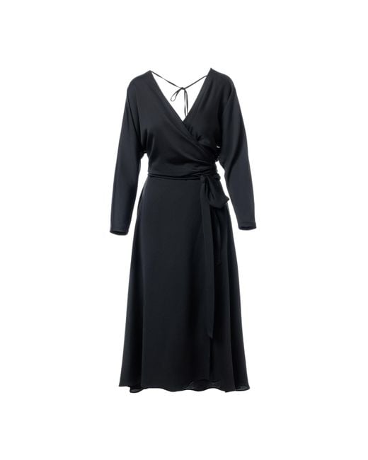 concept A trois Black Wrap Dress With Long Raglan Sleeves