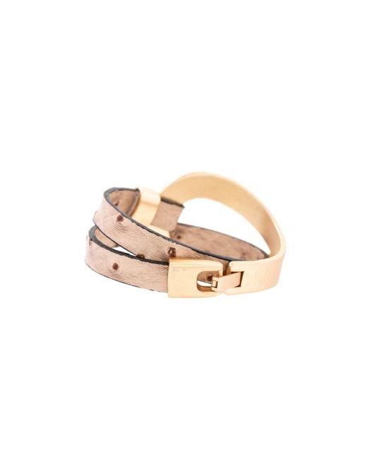 Saachi Natural Hammered Double Wrap Leather Loop Bracelet