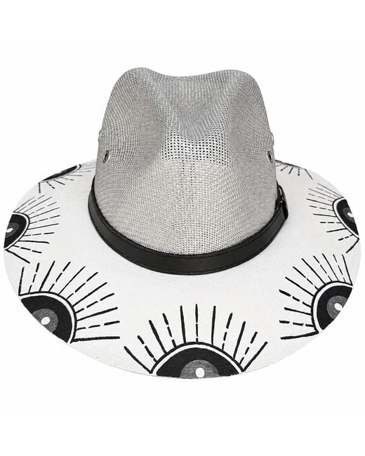 Bella Soul Gray Platinum Eye Painted Jute Hat