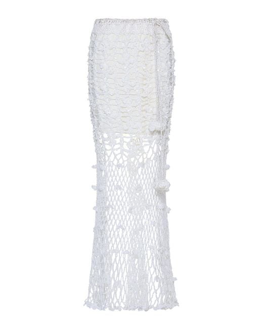 Andreeva White Vanilla Handmade Crochet Skirt