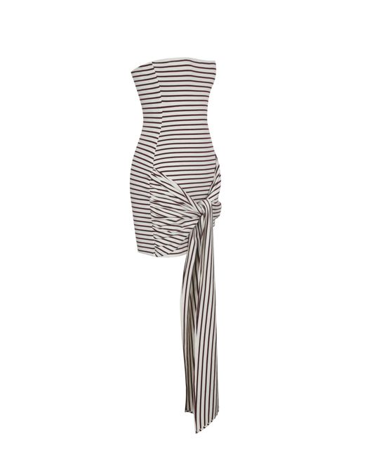 Miss Circle New York Multicolor Tommie Ivory & Burgundy Lyocell Jersey Tie Strap Mini Dress