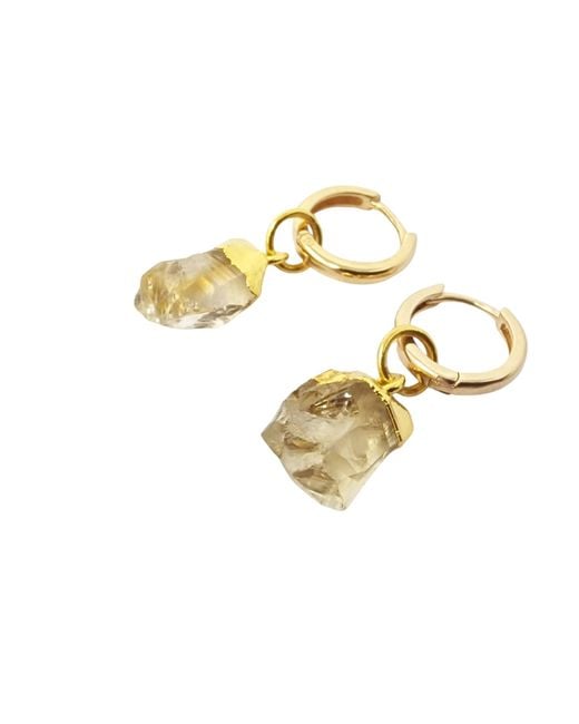 Harfi Metallic Raw Citrine November Birthstone Plated Huggies