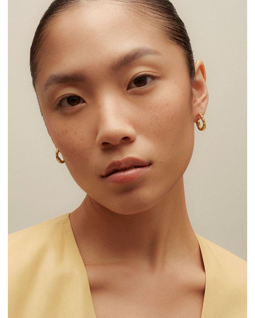 EVA REMENYI Metallic Talisman Small Hoop Earrings 14K