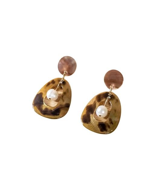 LIKHÂ Metallic Tiger Hollow Mother-Of-Pearl Earrings