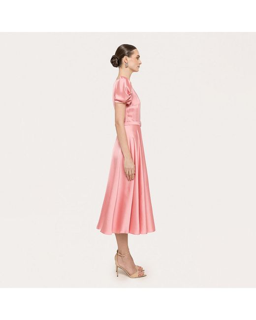 Nissa Pink Belted Viscose Midi Dress