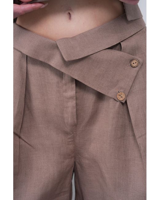 Lumina Eligma Brown The Wrapline Linen Trouser