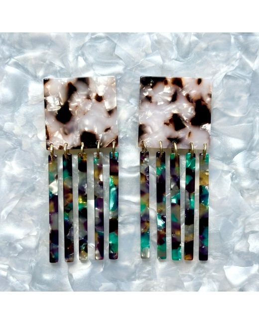 CLOSET REHAB Multicolor Square Fringe Earrings