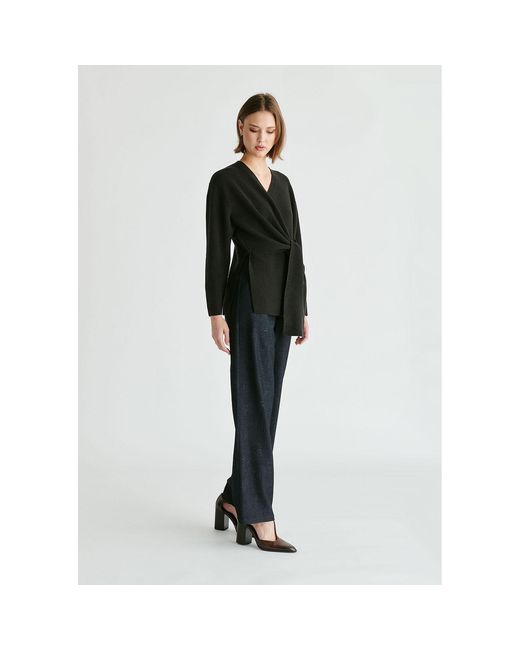 Paisie Black Wrap Side Tie Knit Jumper
