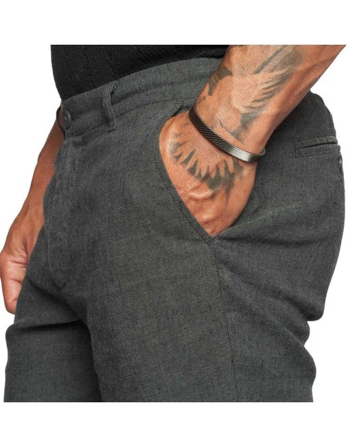 Weston Jon Boucher Gray Havana Comfort Linen Slim Pants for men