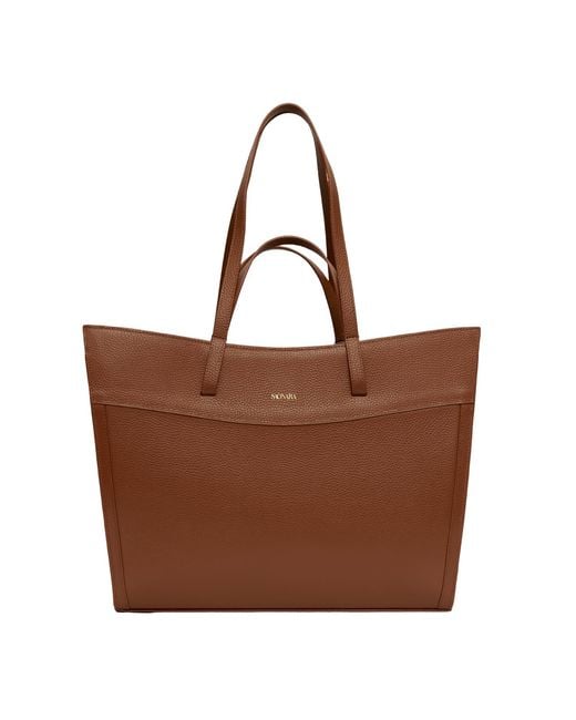 Saonara Brand Brown Shopping Bag Chestnut Leather