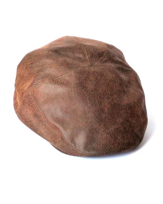 Dasmarca Hats Brown Alex Rust Leather Cap For for men