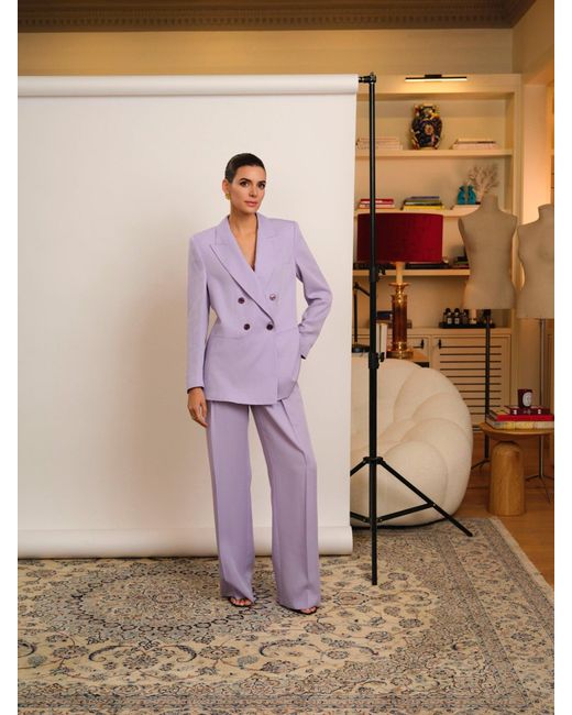 Juan Avellaneda X Seeiou Purple Lilac High-Waisted Trousers Palazzo Tom