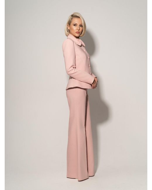 Tia Dorraine Pink Flared Trousers With Adjustable Waist