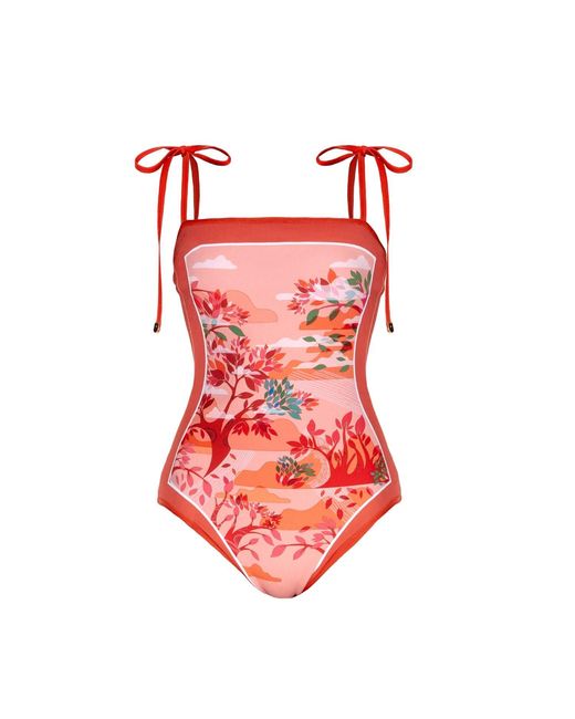 Jessie Zhao New York Red Crossing Reversible One-Piece Swimsuit