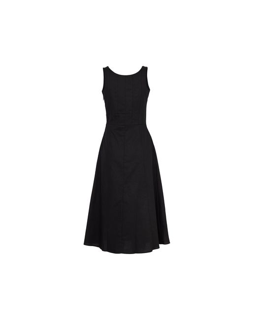Zetaye Black Celeste Linen Cotton Midi Mini Dress