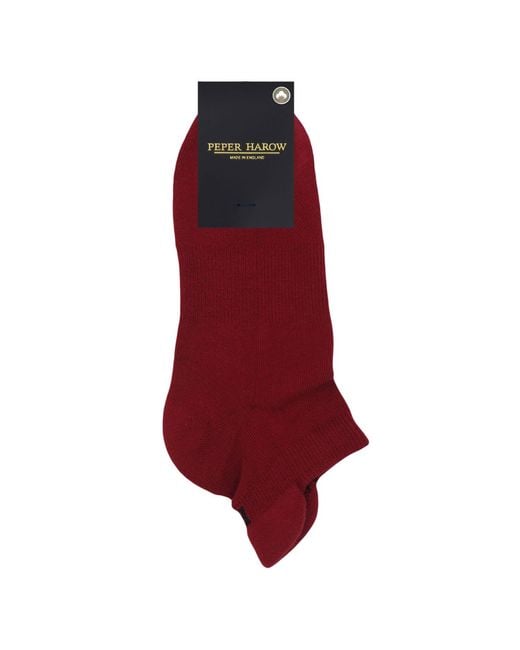 Peper Harow - Made in England Red Organic Trainer Socks Bundle – Burgundy for men