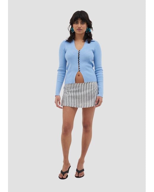 Manuela Cabrales Gray Heliconia Block Print Mini Skort