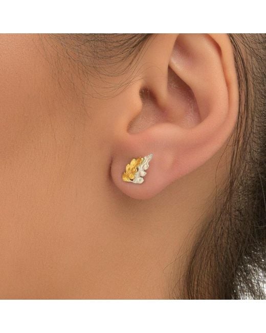 Mother Nature Jewelry Metallic Two-Tone Fern Leaf Earrings, Handmade Minimalist Studs