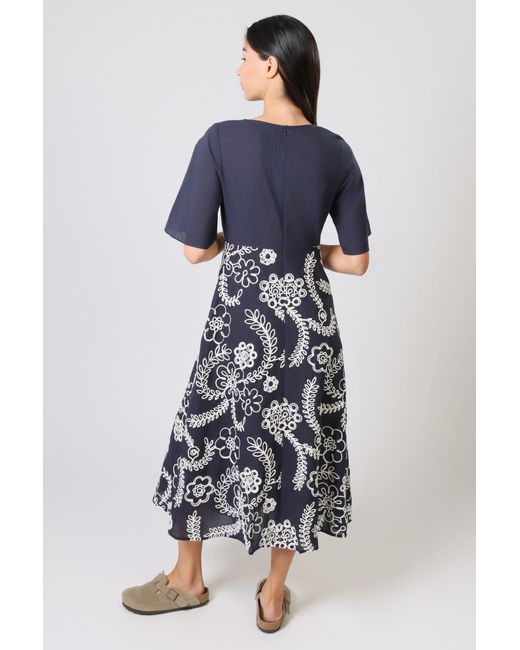 Traffic People Blue Sandrine's Smile And Floral Blythe Midi Dress