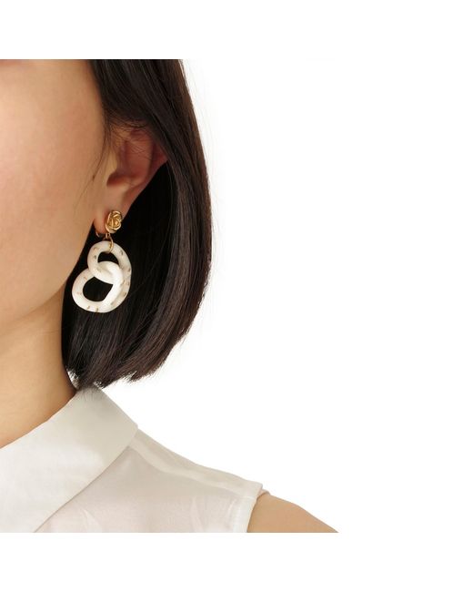 POPORCELAIN Metallic Golden Rose & Salted Porcelain Pretzel Earrings