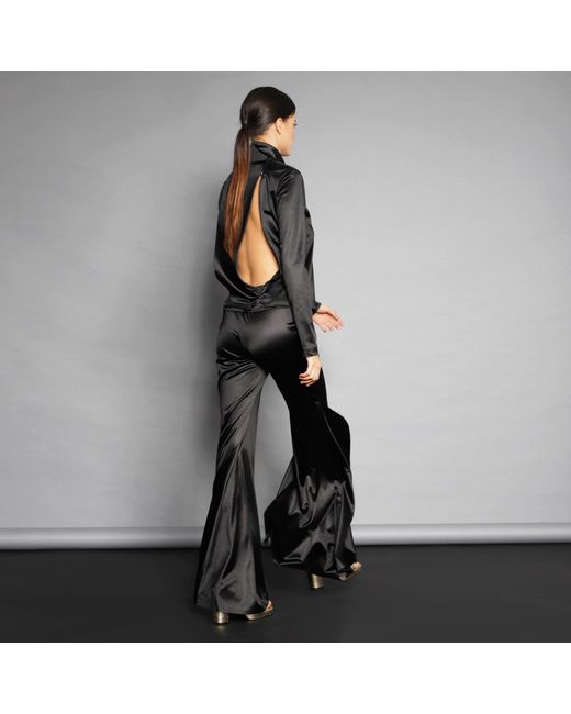 Silvia Serban Black Lycra Flared Pants