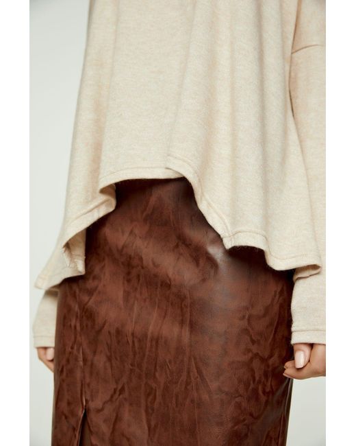 Conquista Natural Neutrals Melange Knit Handkerchief Hem Top