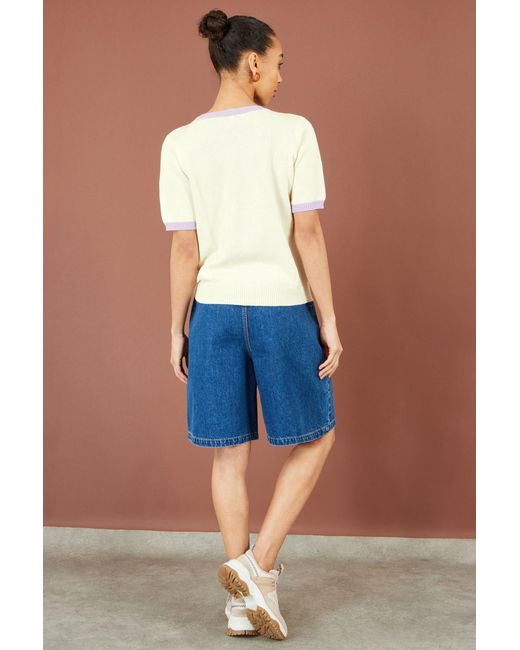 Yumi' Metallic Ivory Fruit Cotton Knitted Top