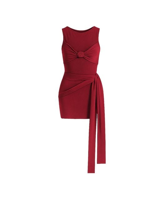 Maison De Gala Red Clara Burgundy Knot Detail Mini Dress