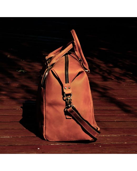 Touri Brown Genuine Leather Duffel With Zip Pocket for men