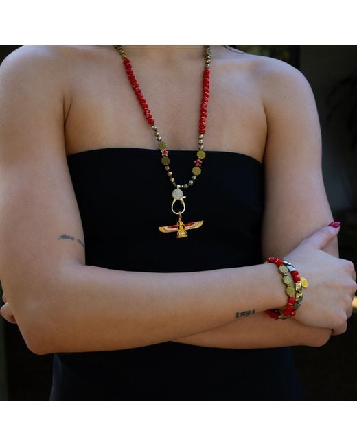 Ebru Jewelry Red Strength & Grace Energy Elephant Charm Bracelet Set