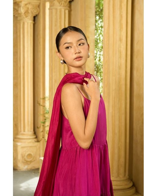 Silk and Bears Purple Valentina 100% Silk Tiered Maxi Dress — Habotai Silk