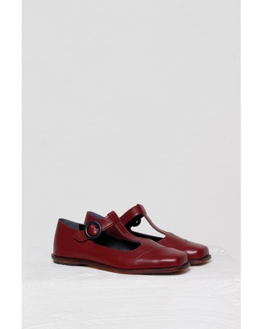 Mafalda Red Claire Wine Mary-Jane Flats