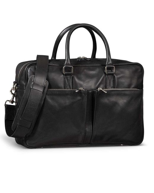 Hides Leather Co. Black Full-Grain Leather Briefcase, Work Bag With Strap Organizer for men