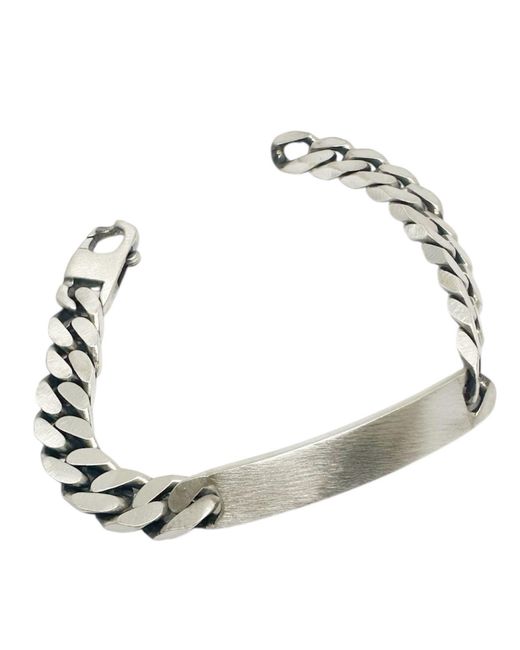 Tg-Jewellery by Tamara Gervasio Metallic Sterling Id Bracelet – Recycled Plate & Curb Chain, Oxidized Satin Finish for men