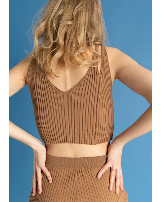 SALANIDA Brown Donna Ribbed Crop Top Caramel