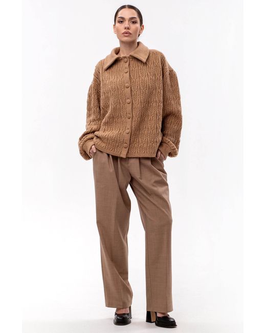 Maison Bogomil Brown Chunky Cable Knit Cardigan