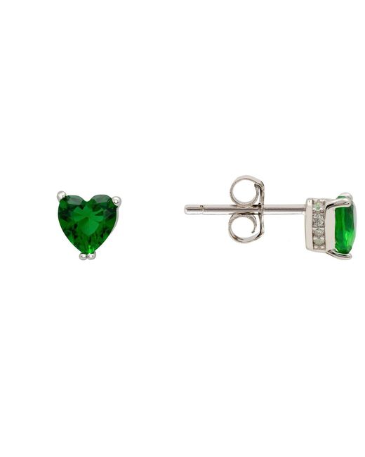 Latelita London Green Asscher Cut Heart Stud Earrings Emerald