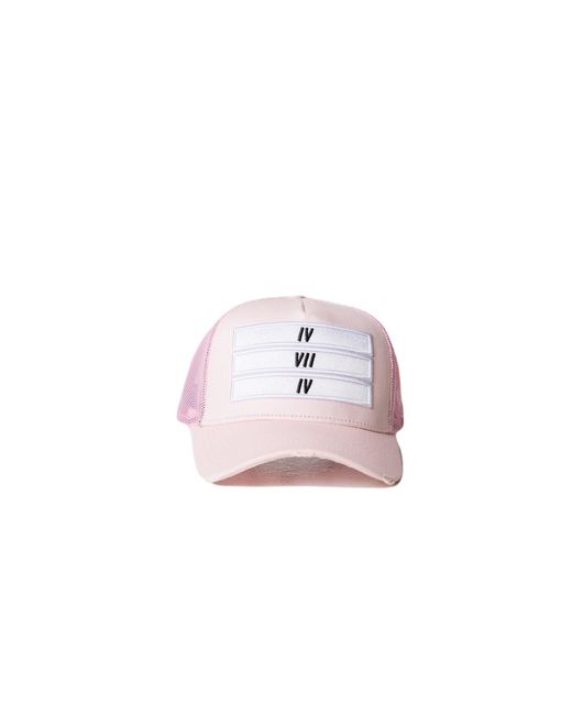 474 co Pink 474 Distressed 3 Bars Trucker Hat for men