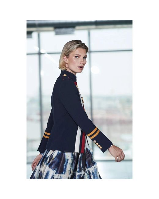 The Extreme Collection Blue Military Jacket With Epaulets And Buttons Claudia London
