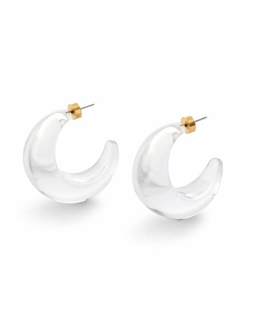 Hye Jane Jewelry White Crescent Clear Resin Hoops