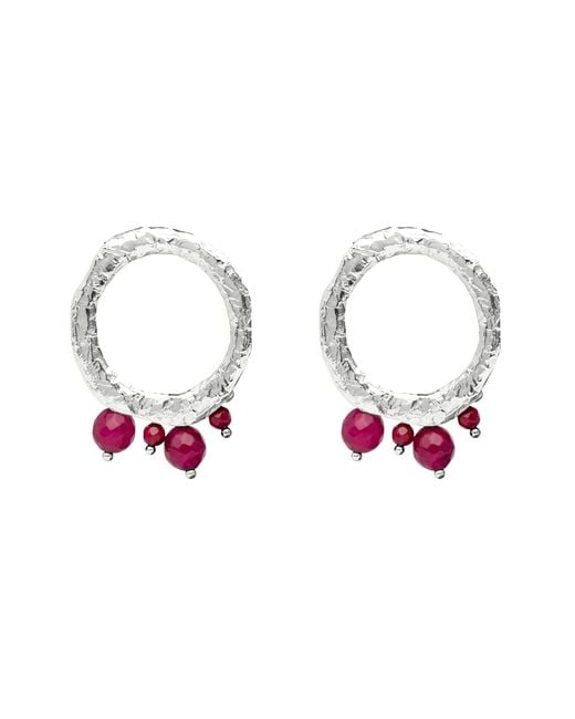 Lavani Jewels White Adara Fuchsia Earrings
