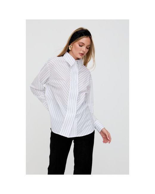 Lily and Lionel White Dapper Double Placket Stripe Shirt